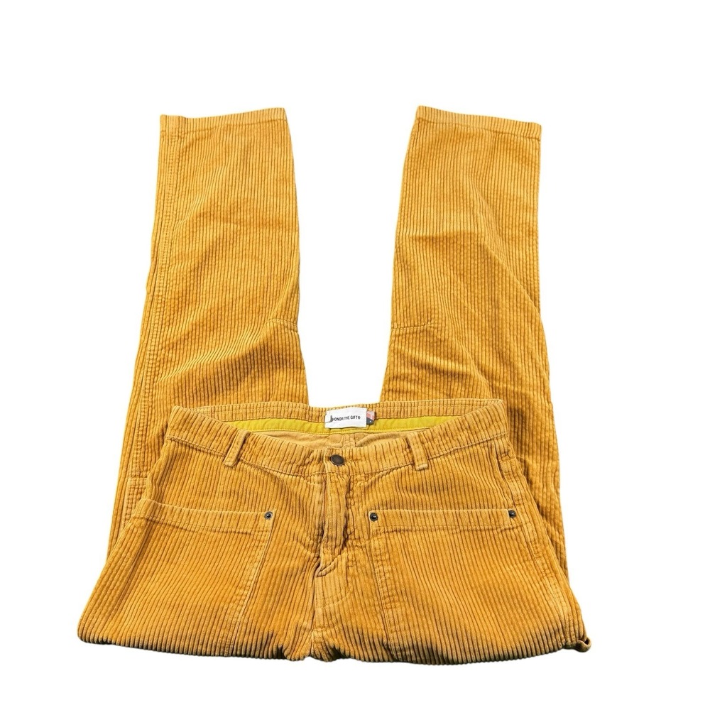 Honor The Gift Mens Yellow Corduroy Utility Wide Leg Y2K Carpenter Pants Size 32